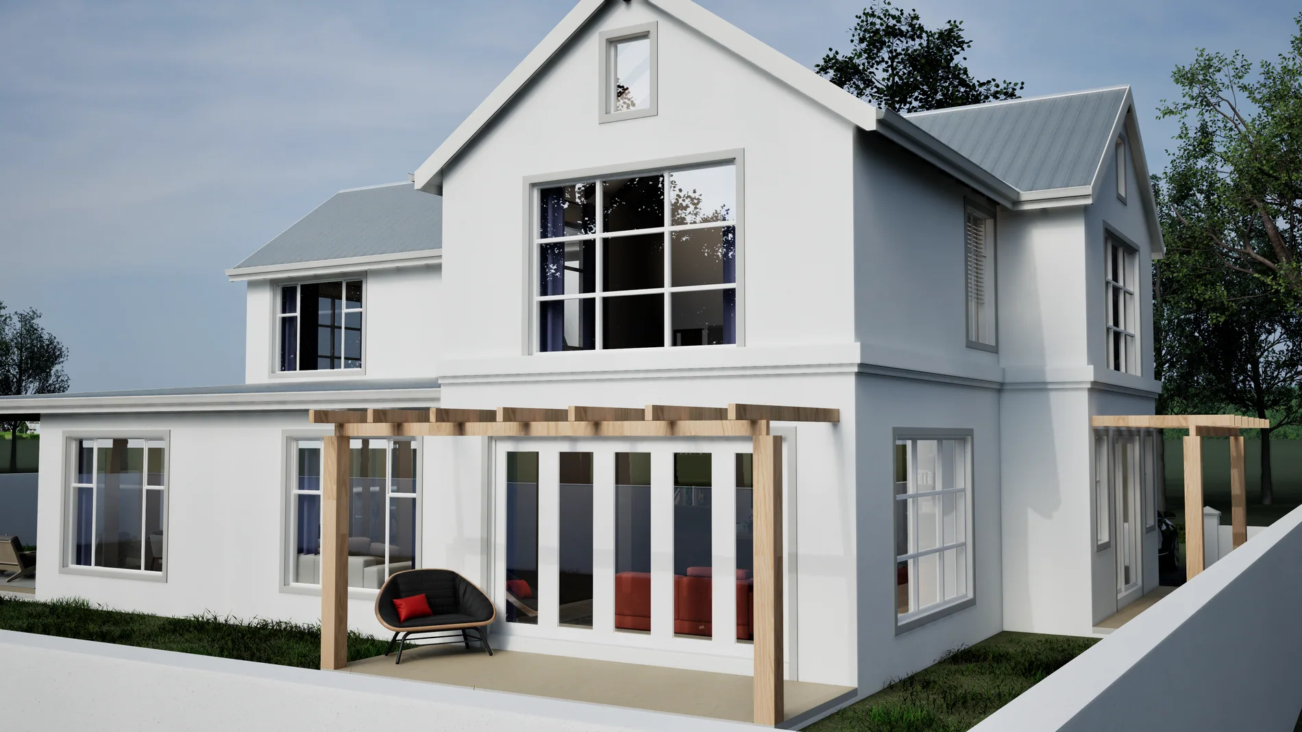 Contemporary residential architectural perspective